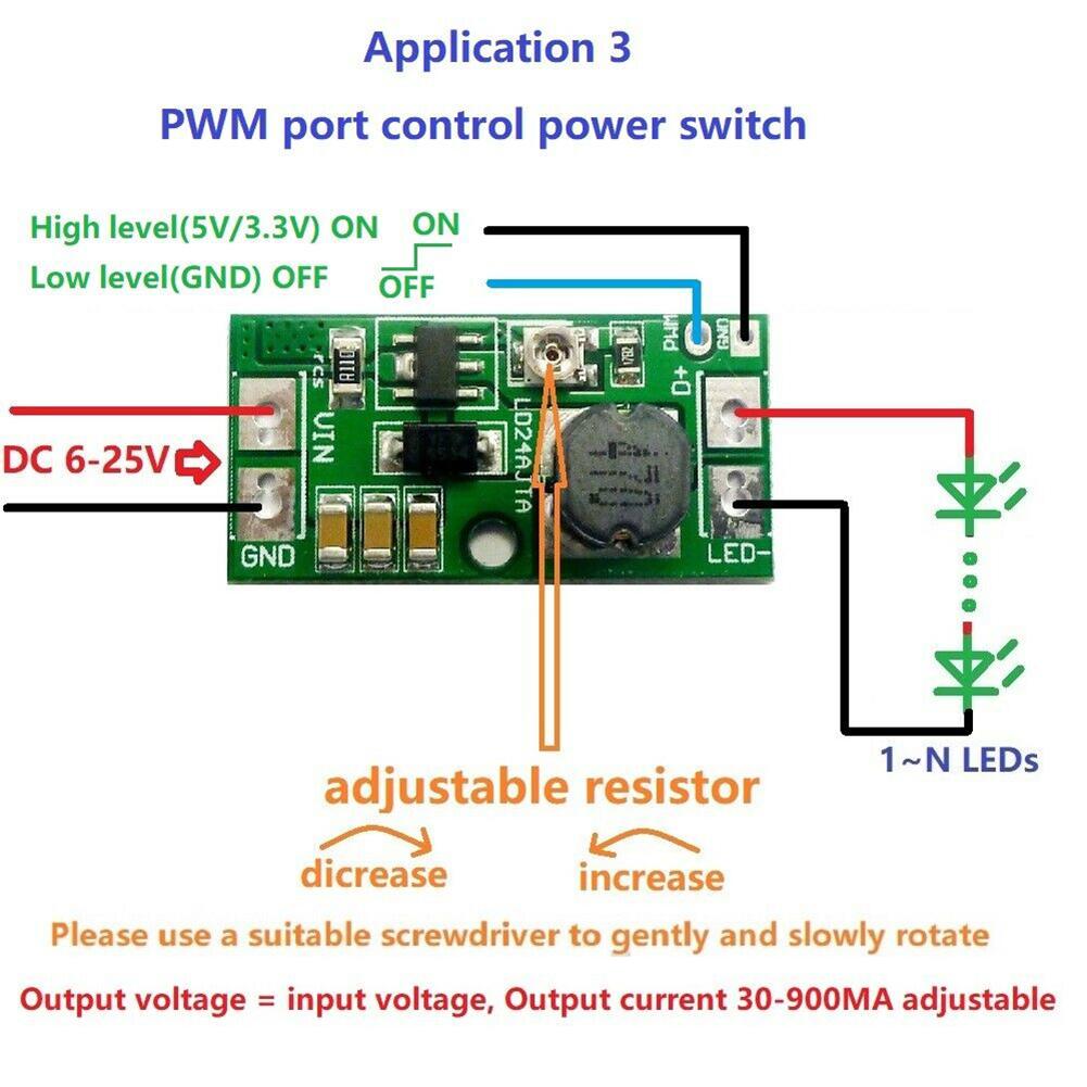 2 Buc. Placă Driver LED LD24AJTA 20W DC6~25V Ajustabil Controlat PWM Convertor DCDC Buck