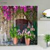 3d Nordic Italy Street Alley Shower Curtain Garden Flowers Scenery Retro Design Cloth Curtains Waterproof Home Bathroom Decor