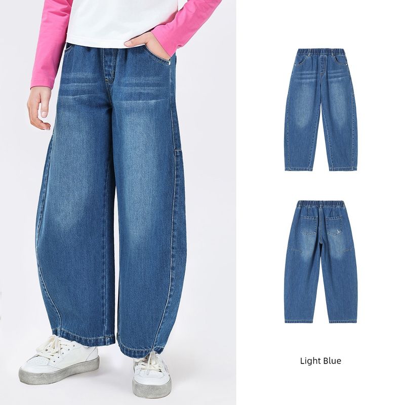 [Special Clearance] Navigare Italian Sailing Boat Children s Jeans 2026 Spring and Autumn Children s Wide-Leg Pants Fish Tail-Light Blue 140