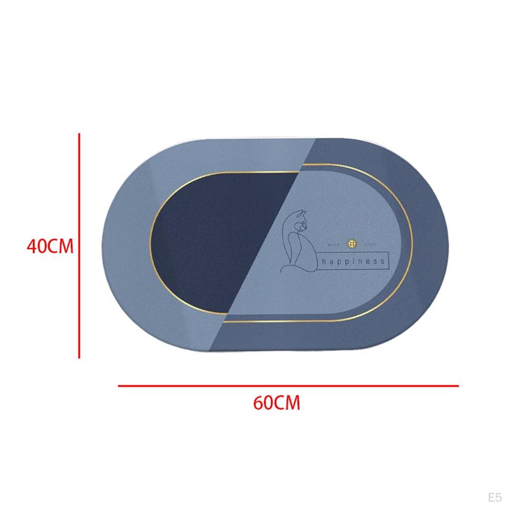 Mat Rug Wrinkle Printed Oval Non Slip Absorbent Bathroom for Balcony Hallway