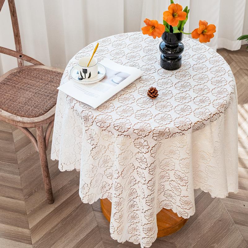 Wave Lace Hollow Tablecloth French Pastoral Piano Dust Cover Cloth Vintage Art Restaurant Decorative Cover for Home Parties Taplak Meja Cutwork