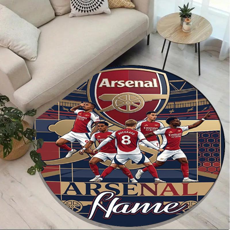 Custom Name Personalized Arsenal F.C Print Round Rug, Versatile Home Decor Carpet, for Playroom, Apartment, Balcony, Entryway, Hallway Gift