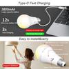 Latest 10W Light Bulb USB C Rechargeable with Remote Control Battery Powered Light Bulb E27 Touch Control Dimmable LED Bulb