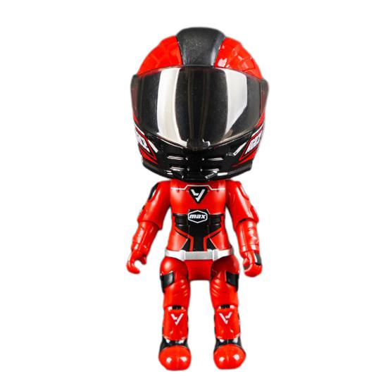 Transforming Motorcycle Rider Figurine Deformable Helmet Racing Driver Action Figure with Movable Joints Desktop Decoration Ornament