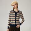 Zhaojun 2025 Autumn/Winter Color Block Stripe Cashmere Cardigan