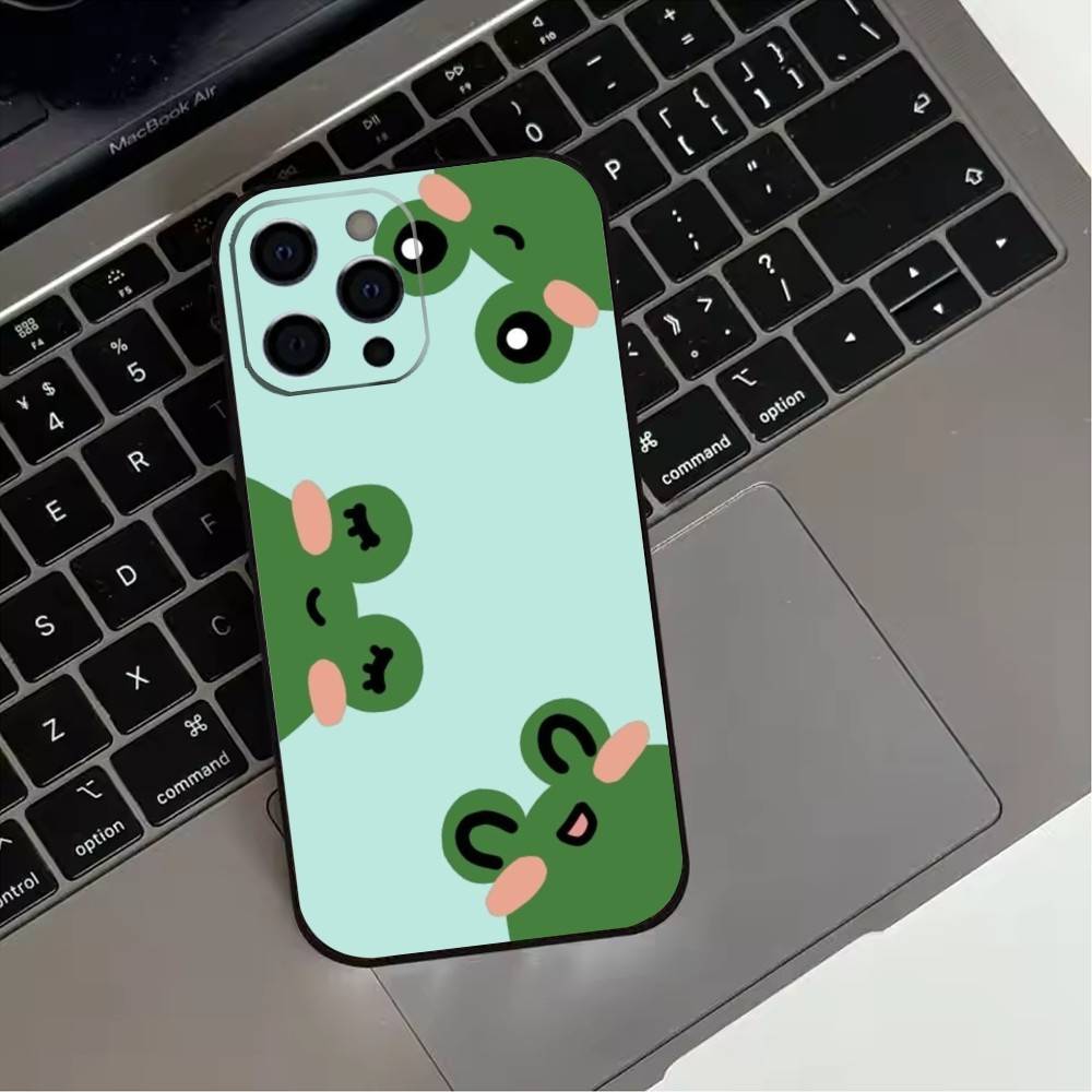 Cartoon F-Frog12 S-Strawberry Phone Case For iPhone17,16,15,14,13,12,11 Plus,Pro Max Soft Black Cover