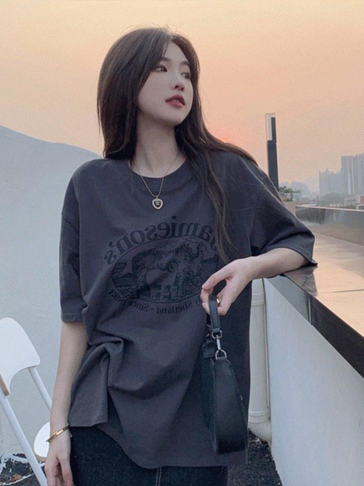 Plus Size European Style Short Sleeve T-shirt for Women - Oversized Loose Fit Summer Top