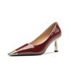 7169-1 Professional stiletto shoes temperament commuting fashion metal head social women's shoes intellectual elegance patent leather shoes