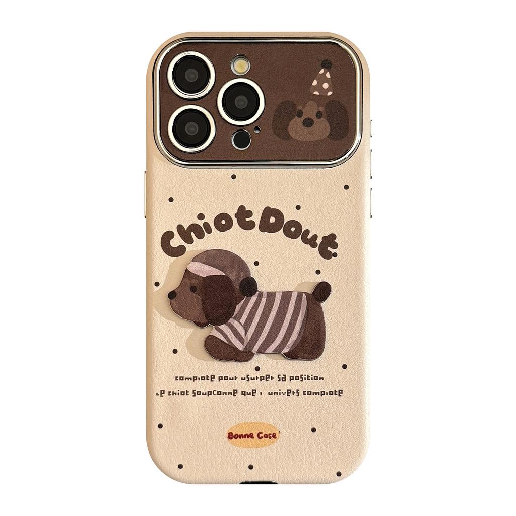 Autumn and Winter Couple Puppy Suitable for 16promax IPhone Case IPhone 15 Three-dimensional Cartoon 14 Leather Set 13