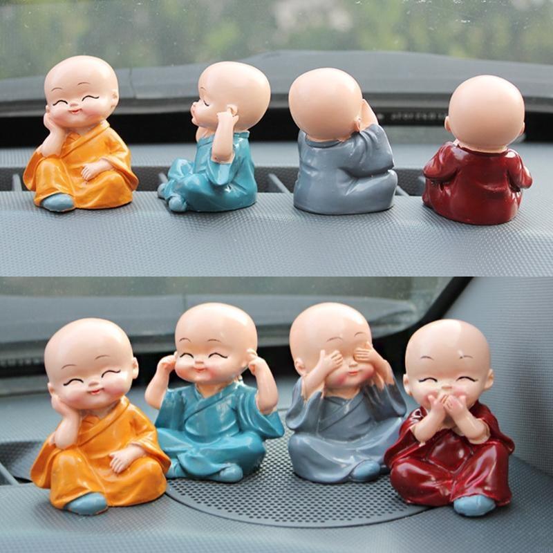 62KD 4 PCS Little Monk Statue Resin Ornament Little Monk Figurine Kung Fu Monk