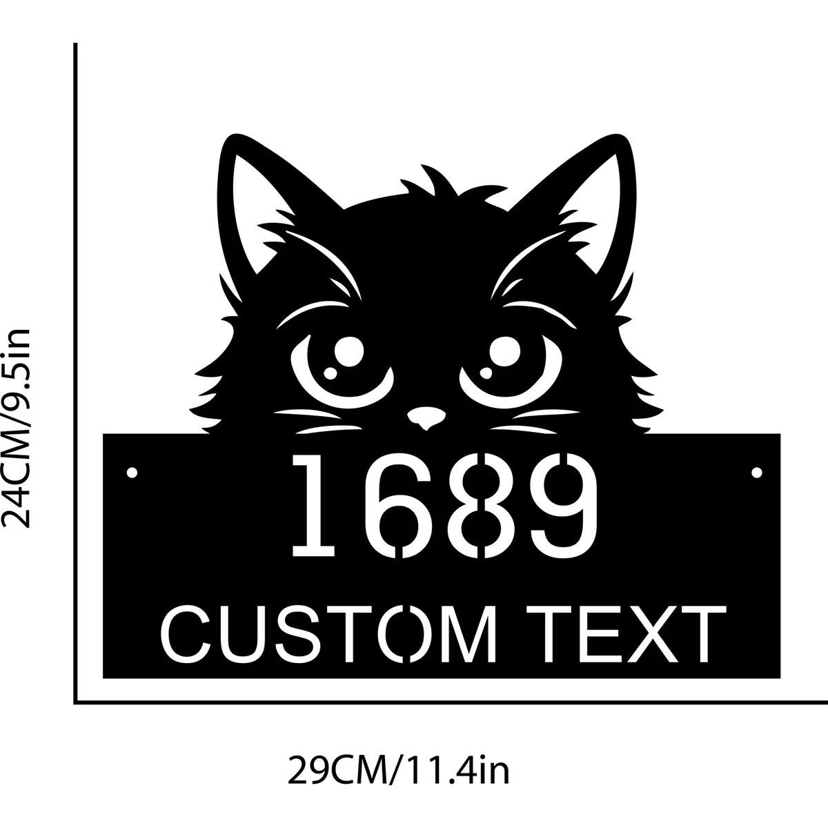 Personalized Cat Metal Address Sign, Custom House Number Plaque, Wall Decor, Hanging Metal Sign for Home