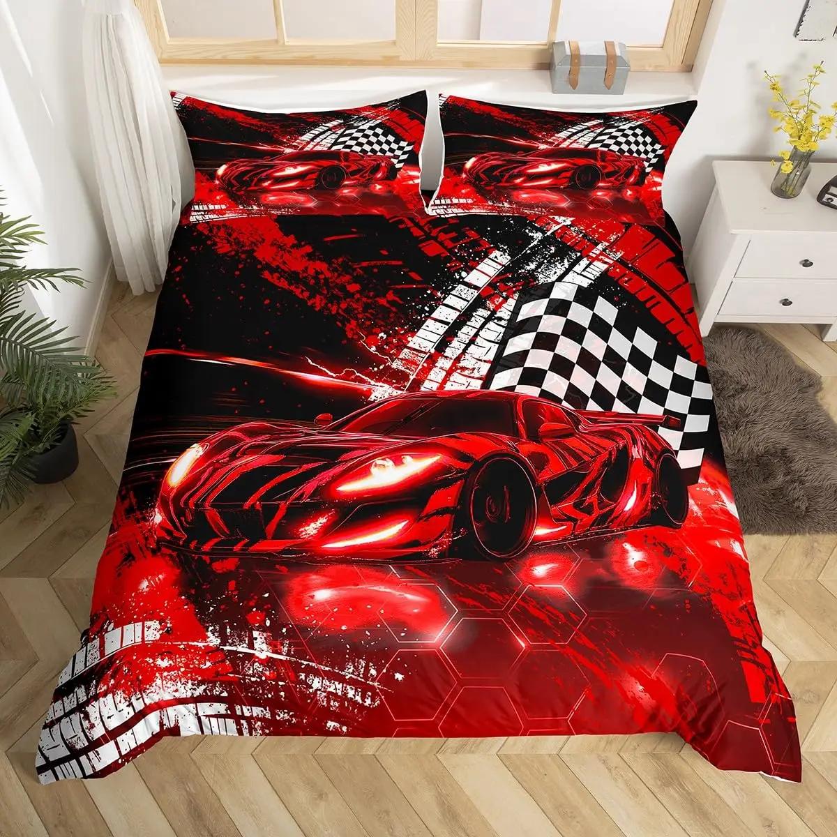 

Пододеяльник «Гоночная машина» для декора детской комнаты, комплект постельного белья «Гоночные машины» для мальчиков, комплект постельного белья «Спортивная машина» размера Твин EU Single(135x200cm)