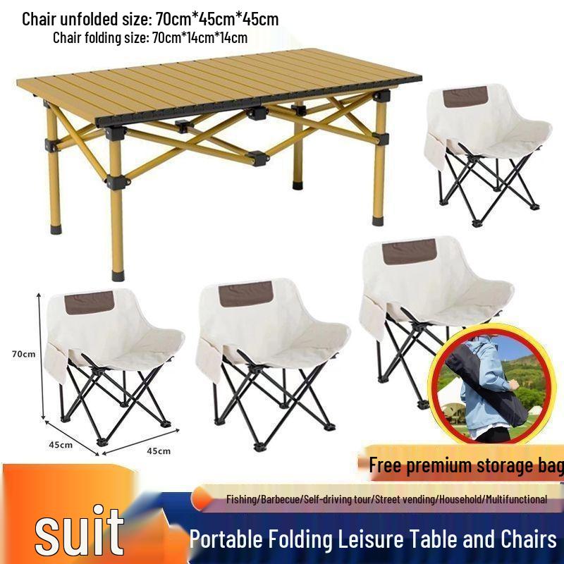 A1R Outdoor Folding Moon Set: Portable Casual Picnic Table & Chair with Backrest