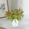 Festive Holiday Pine Needle Picks with Red Berries for Christmas Home Decor Office Party Table Centerpiece Display