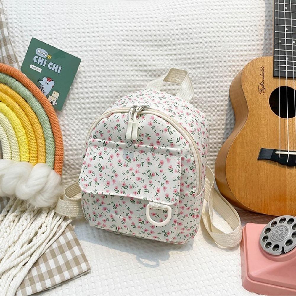 New Mini Backpack Floral Printed Corduroy Storage Bag Sweet Korean Version Rucksack Gift