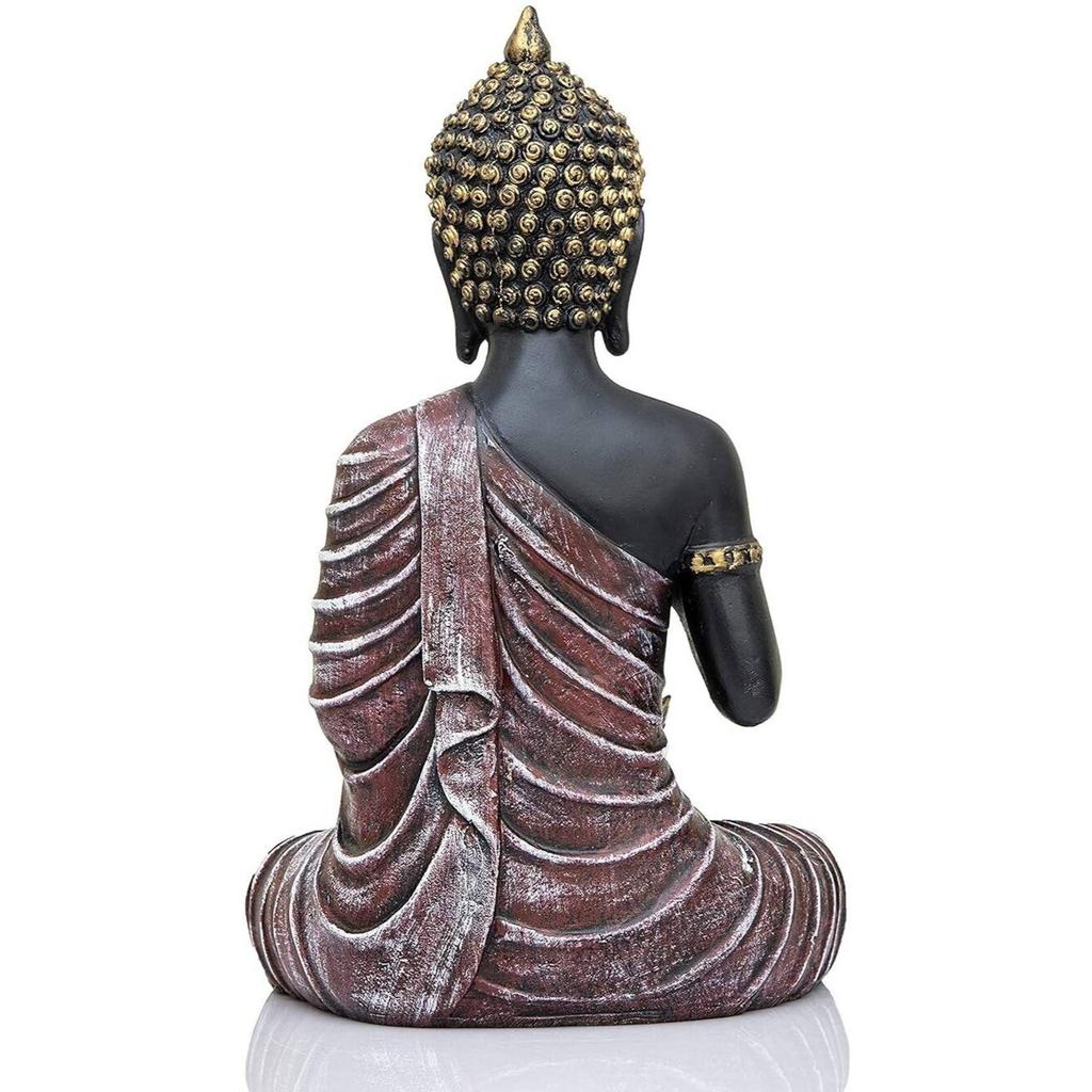 Meditující sedící socha Buddhy ozdobný kus Idol Domácí dekorace Obývací pokoj Dárky Dekorativní ozdobný kus - 27 cm  (Pryskyřice, Černá, Hnědá)