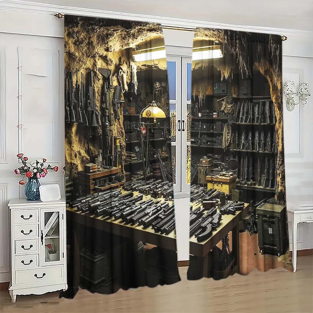 2-Panels Cave Arsenal Semi Blackout Curtain - Heat-insulating Suitable for Decorating Curtains in Various Rooms
