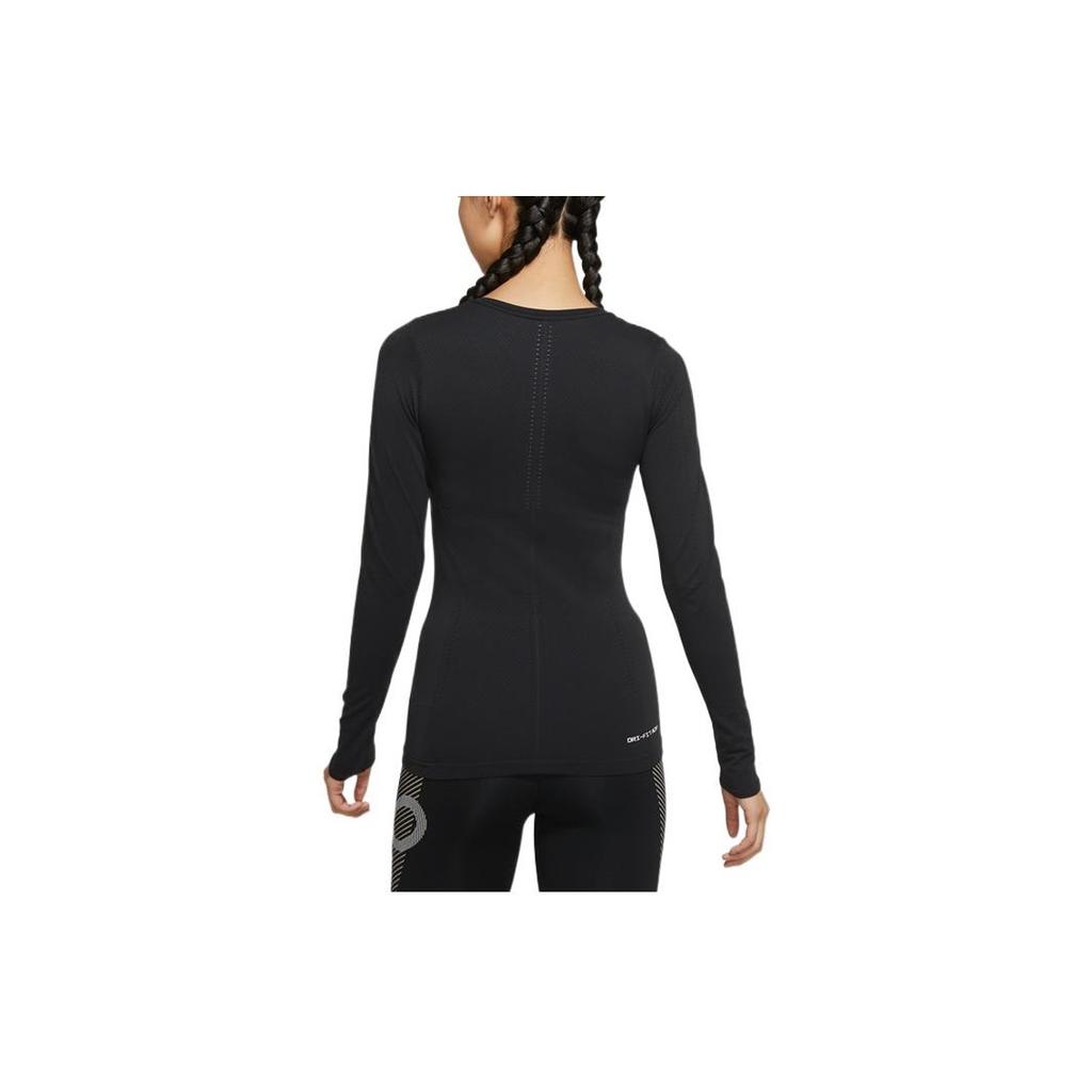 (WMNS) Nike Solid Color Round Neck Slim Fit Long Sleeves Black Gym Clothes Women's DD0594-010