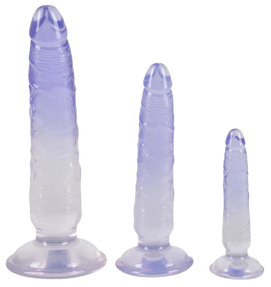 Crystal - Set of 3 Training Anal Dildos, 3 Sizes, Blue