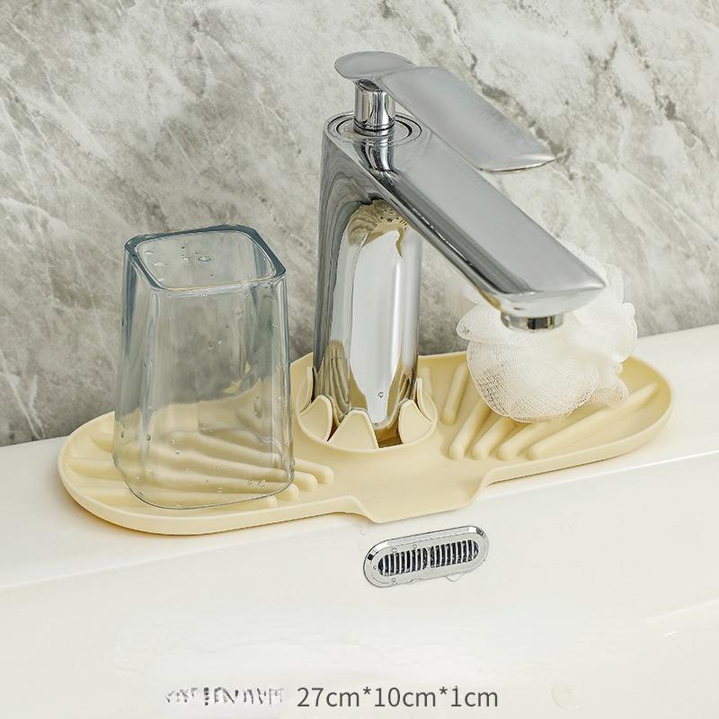 

Бытовой дренажный коврик, кухонный смеситель, дренажная стойка, противоскользящий коврик для хранения раковины, чашка для умывальника, коврик для мыла 27cm*10cm*1cm бежевый