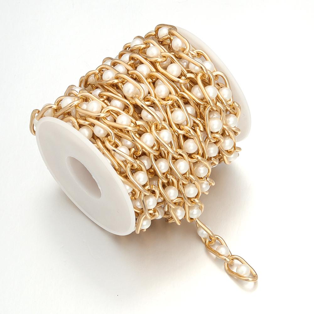 5 Yards/Roll Aluminum Pearl Chains Gold Silver Color Wide Link Chain for Jewelry Making Clothing Bag Chain Accessories Supplies