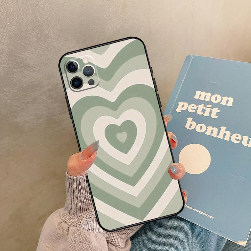 Latte Love Brown Heart Aesthetic Case For iPhone 17 Air 16 15 14 13 11 12 Pro Max 13 mini XR 15 16 Plus 16e Back Cover Shell