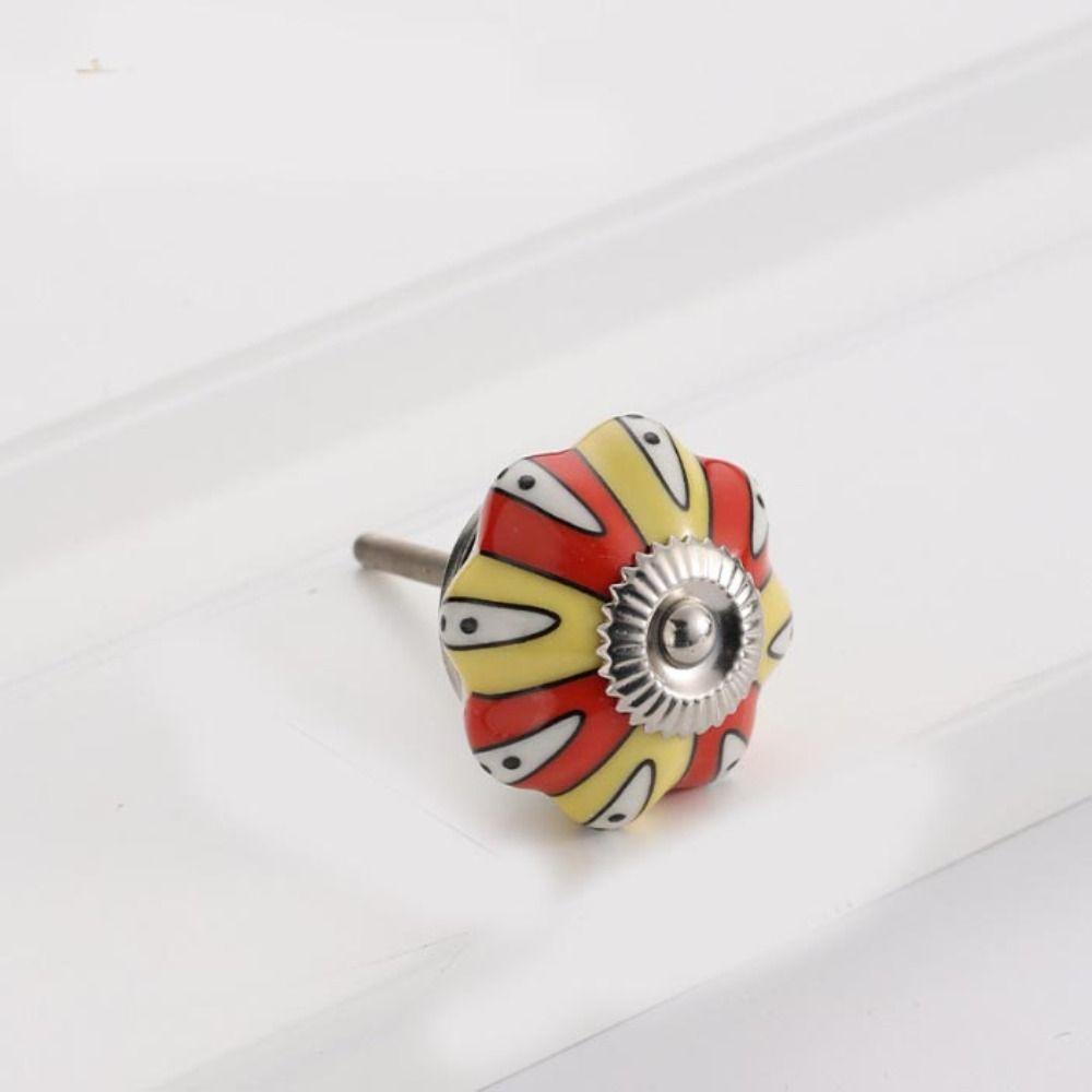 Simple Single Hole Ceramic Pumpkin Handle Round Vintage Vintage Cabinet Knob European Style Creative Door Pull Handles Furniture