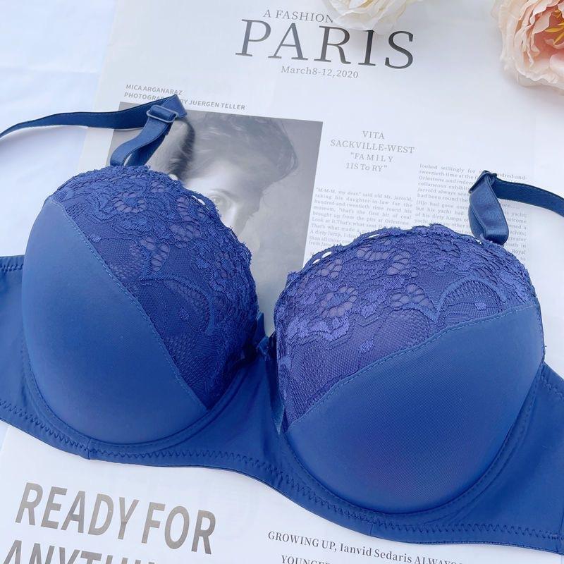 

Сексуальный кружевной бюстгальтер большого размера, тонкая чашка с эффектом пуш-ап и регулируемая верхняя поддерживающая модель 48/110E темно-синий