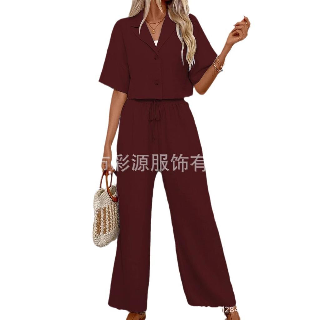 Women Short Sleeve Jumpsuit with Drawstring Waist Multi Colors Casual Summer Romper