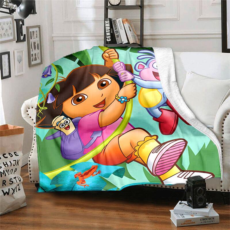 1pc Blanket D-Doras The Explorer Print Design, Lightweight Blanket for Sofa, Bed- Soft &Warm, Gift for All Seasons like Christmas, Halloween