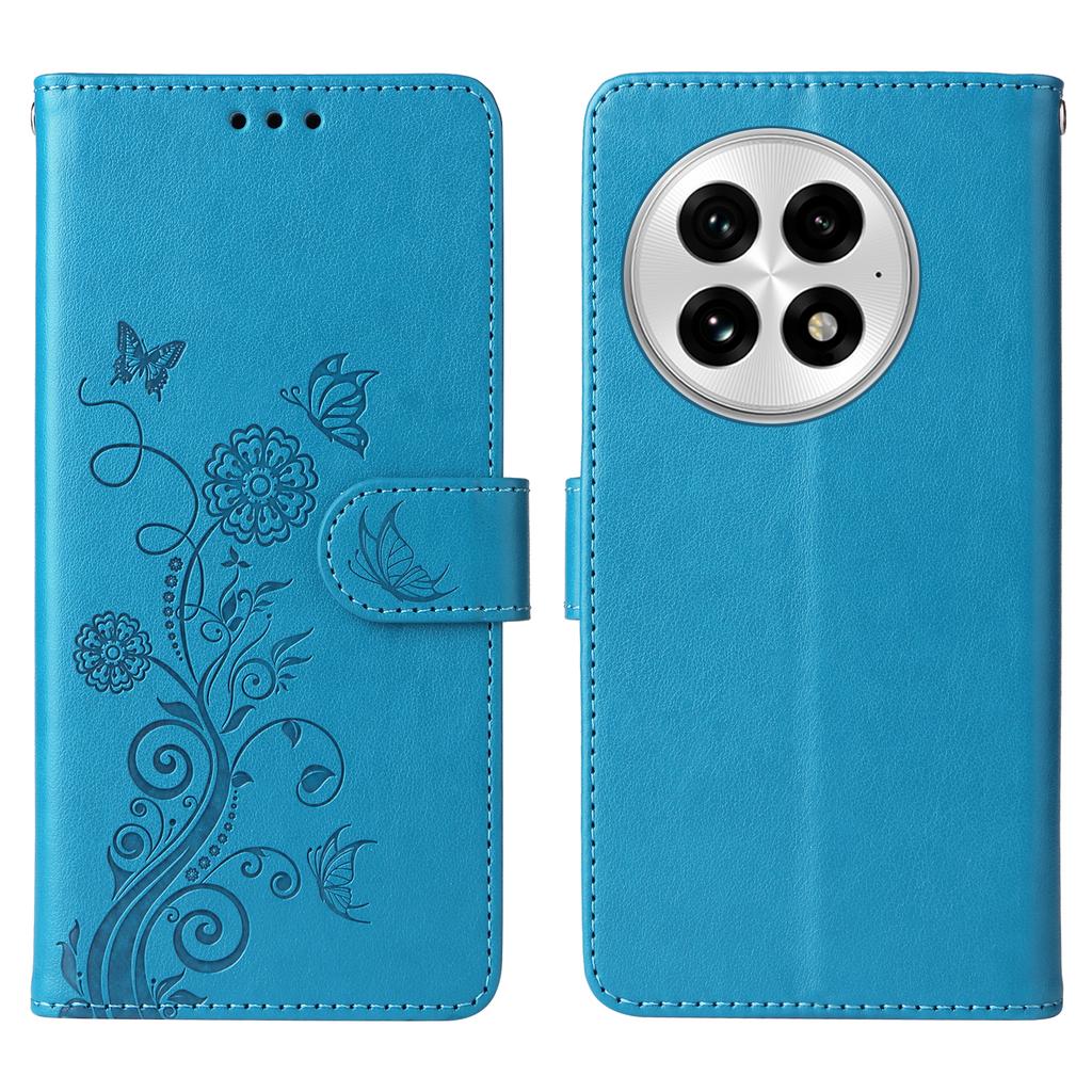 For OnePlus 13 Leather Case Butterfly Floral Imprint Wallet Stand Cover