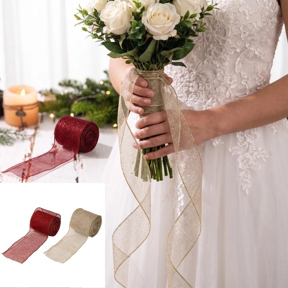 Wavy Binding Christmas Tree Decorations 2.5in Wide Wreath Ribbon Holiday Decor