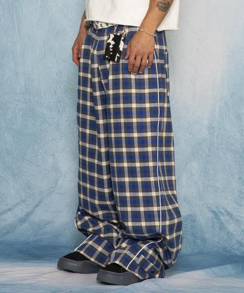 GLACK Gp188 Xp Check Linen Lounge Pants (Blue)