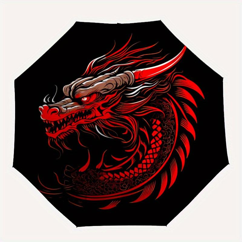 1pc Dragon Phoenix Automatic Open 8-Rib Windproof Umbrella, Travel & Commuting, Suitable for All Seasons, Lightweight Portable 147