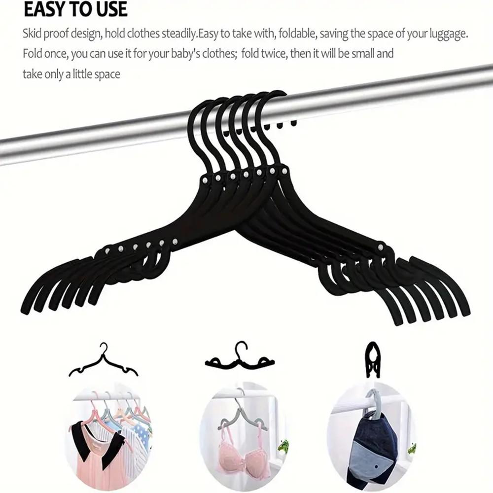 10pc portable plastic folding travel clothes rack, multifunctional magic folding clothes rack, storage organization of space.