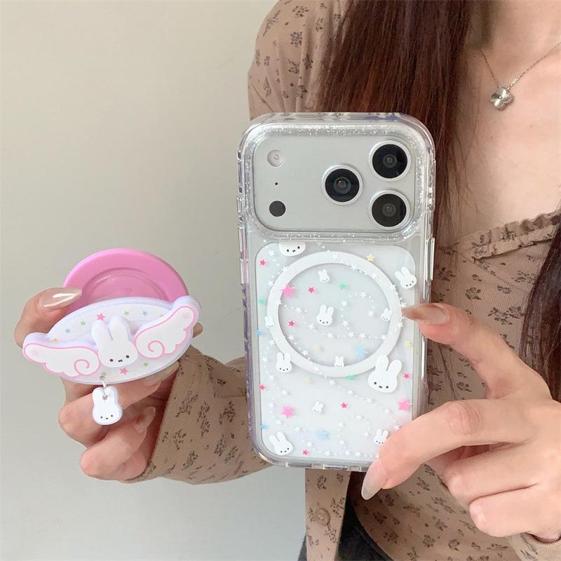 Colorful Star Angel Rabbit Magnetic Phone Case for iPhone 17 / 16 Pro Max / 15 Pro
