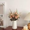 Burnt Edge Rose Faux Flower Arrangement Centerpiece for Living Room or Bedroom
