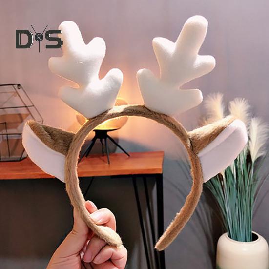 Bentiță de Crăciun de pluș, urechi de coarne de ren, accesoriu universal pentru păr de Crăciun pentru adulți, copii, costum festiv