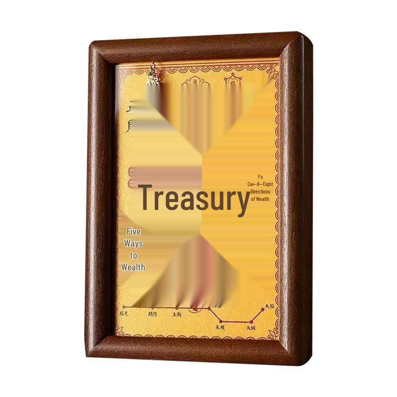 Yellow God of Wealth Photo Frame with Zodiac Ingots Ornament Rat + 100 Ingots