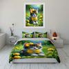 Adorable Cat With Bright Yellow Flowers Print Soft Comfortable Duvet Cover Bedding Set Included 1*Duvet Cover  2*Pillowcases