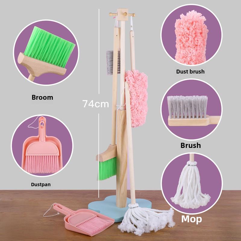 Kids' Wooden Cleaning Play Set: Broom, Mop & Tools for Early Learning