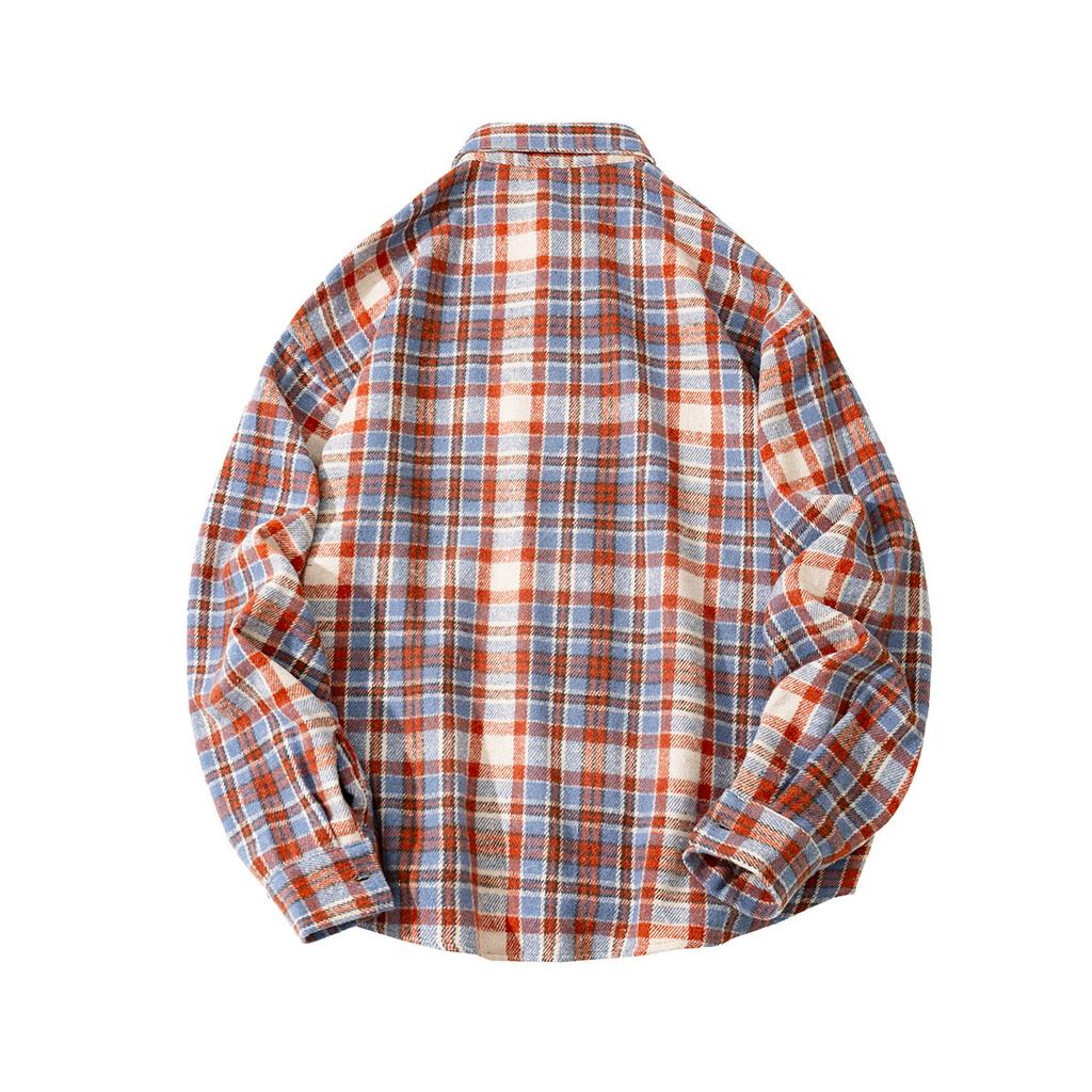 Autumn Men'S Abraded Thickened Plaid Long Sleeve Shirt Men'S Casual Shirt Jacket