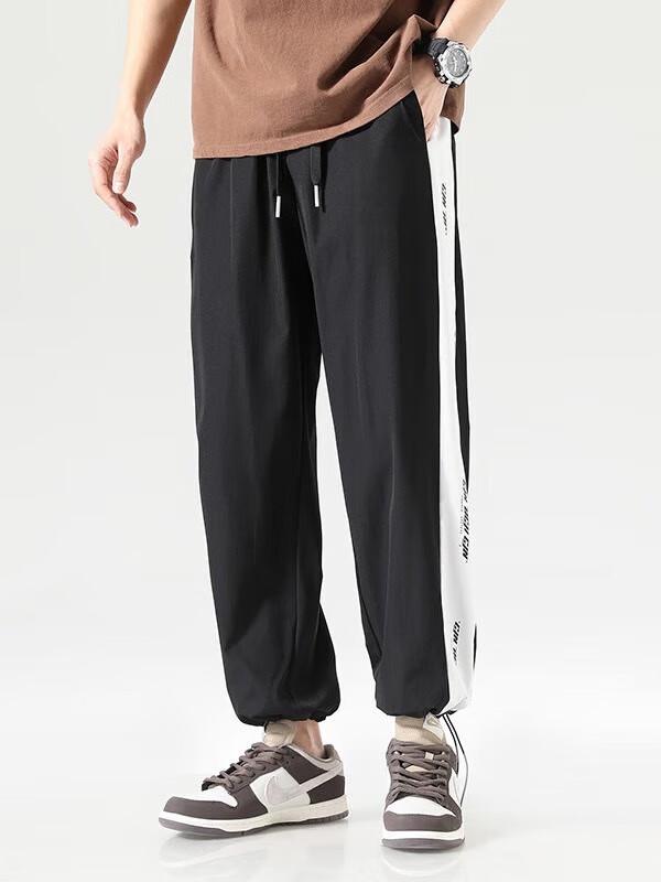 Dingfengbaoluo Men's Ice Silk Straight-Leg Loose Sports Pants