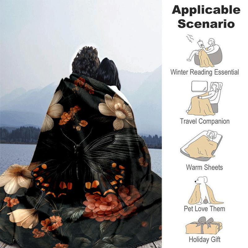 1 Stück Leichte Flanelldecke mit Schmetterlingsdruck, Bequeme und Warme Decke, für Camping Sofa Bett und Couch Büro, Geschenk
