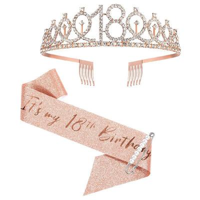 Fashion Alloy Digital Crown Headband Rhinestone Birthday Crown Headband Bachelor Party Prom Headdress Hair Accessories