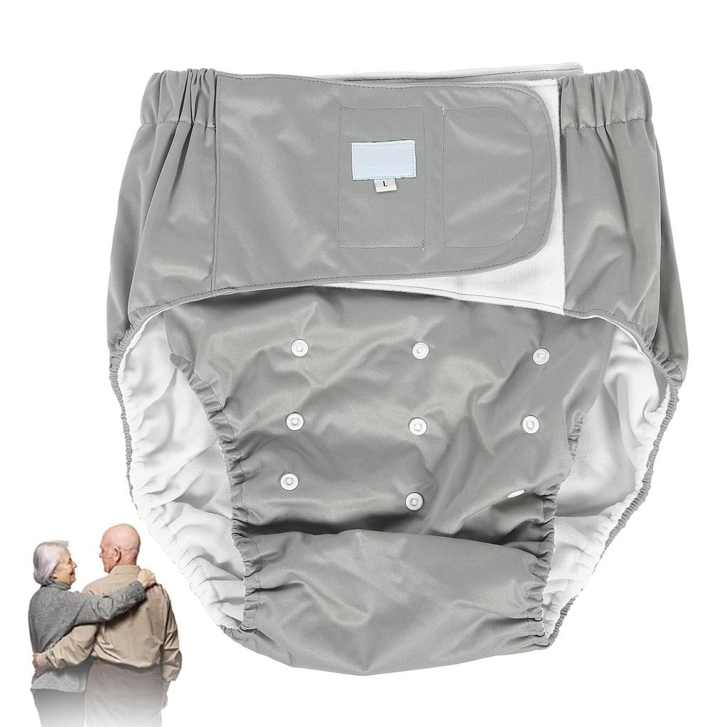 Adult Diaper Adjustable Washable Elderly Diaper Reusable Incontinence Nappy Pants501 Gray