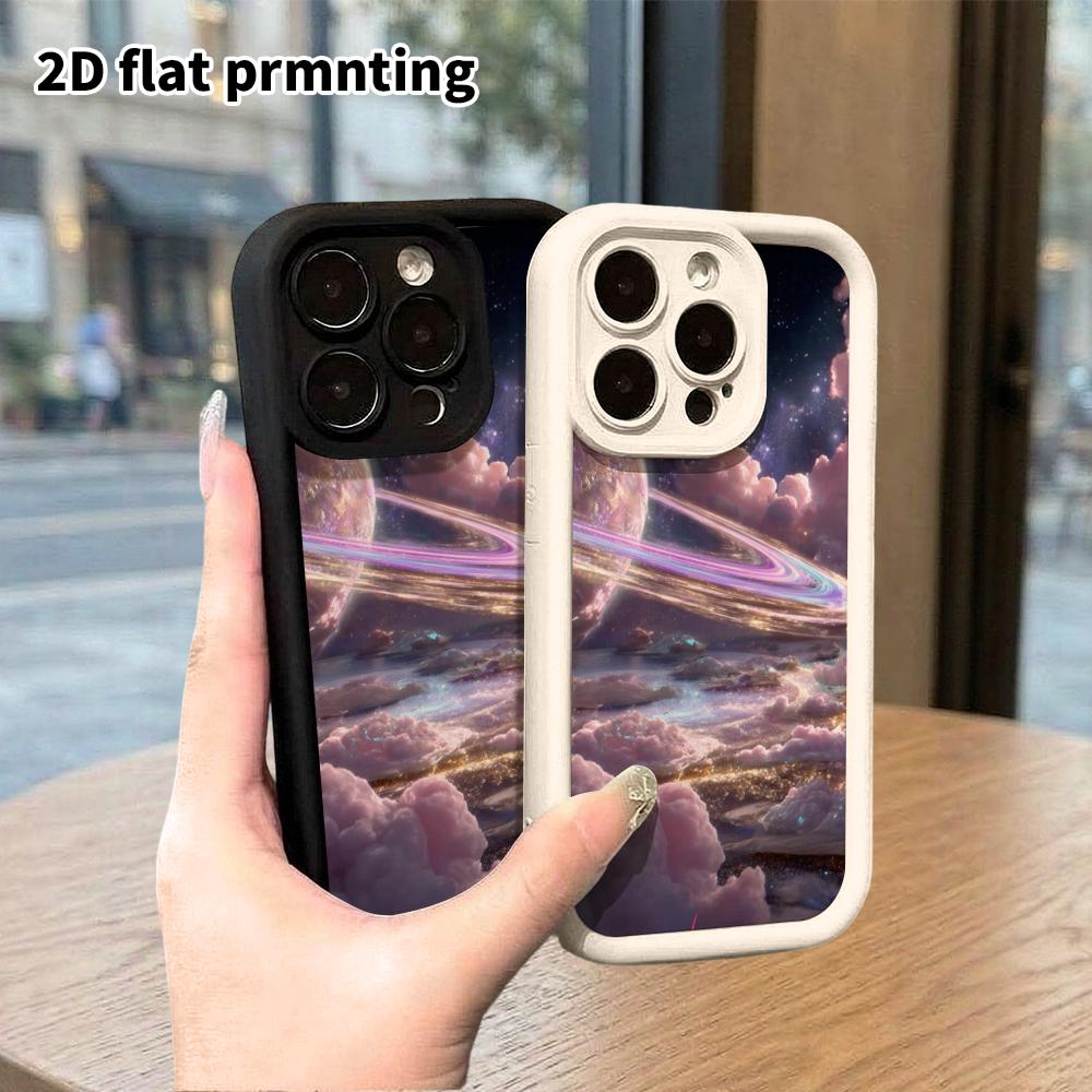 Phone Case: 2D Flat Design Suitable for iPhone 18 17 16 15 14 13 Pro Tiered Protective Case, Holographic Nebula, Christmas and Halloween Gift