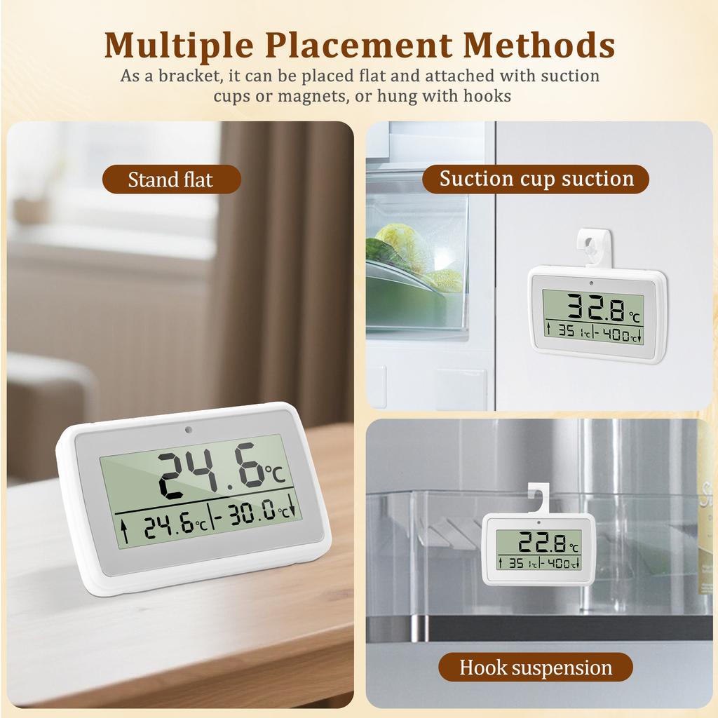 Termometr do lodówki magnetyczny i z alarmem temperatury zawieszenia Termometr do zamrażarki z wyświetlaczem LCD Monitor temperatury