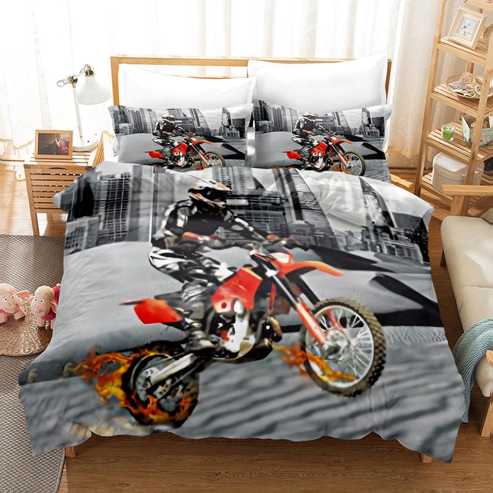 

Three-Piece Home Textile Quilt Cover Four-Piece Set, Sports Motorcycle Locomotive Digital Printing Bedding Quilt Cover 90*190