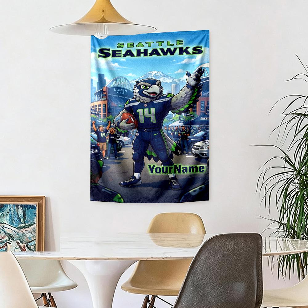 Seattle Seahawks Custom Your Name Wall Decor Tapestry Art For Pet Memorial Birthdaywedding Party Backdrop Family Gift